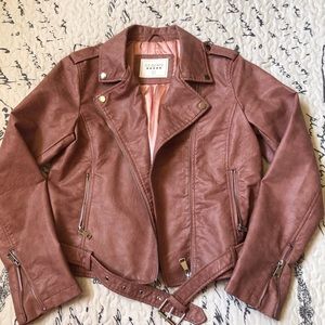 Faux leather blush pink waist jacket